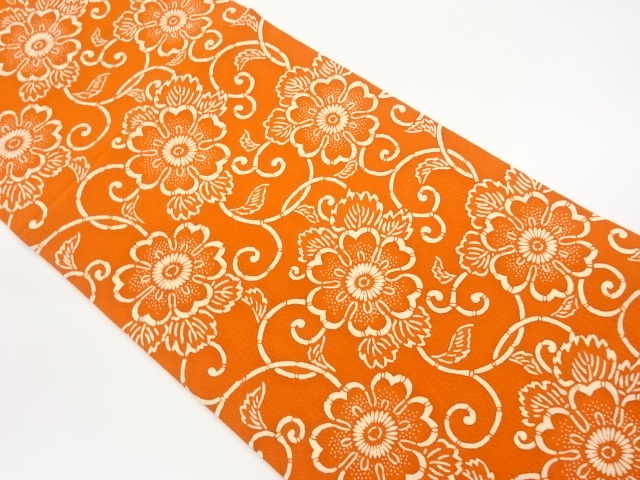 JAPANESE NAGOYA OBI / KATAZOME / FLOWER ARABESQUE
